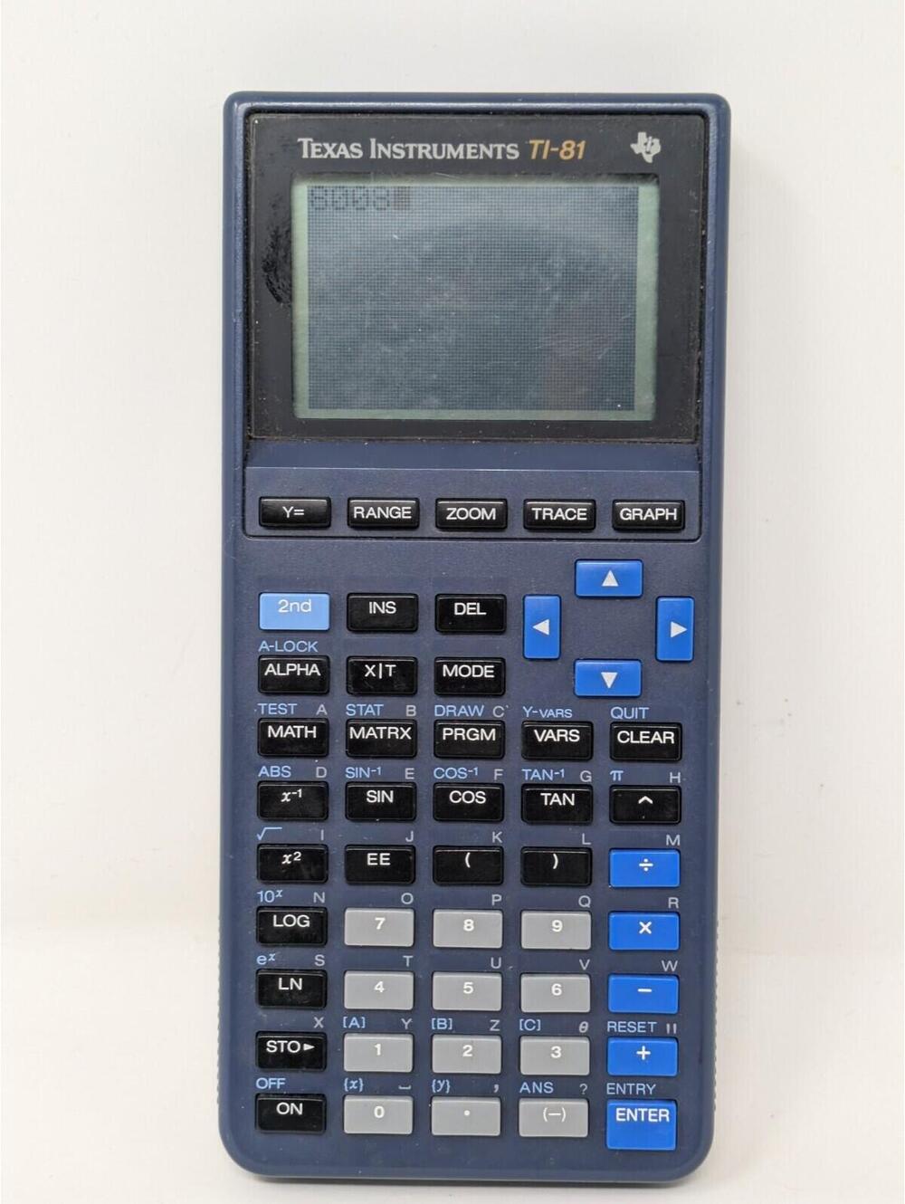 Texas Instruments TI-81 Graphing Calculator w/ Cover Navy BLUE - Tested